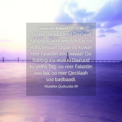 Picture 04 - Samuu'eel Kowaad 23:2 SOM - Sidaas daraaddeed Daa'uud Rabbiguu wax - Bible Verse Picture