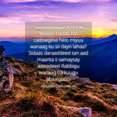 Picture 04 - Samuu'eel Kowaad 24:19 SOM - Waayo, haddii nin cadowgiisa helo miyuu wanaag ku - Bible Verse Picture