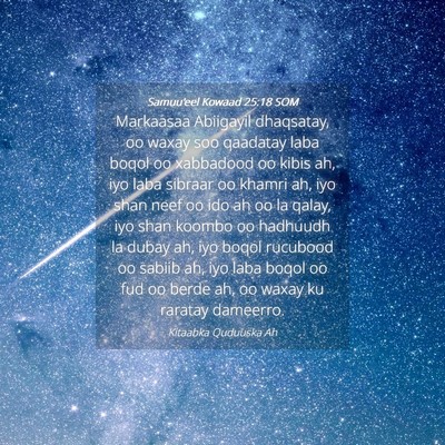 Picture 04 - Samuu'eel Kowaad 25:18 SOM - Markaasaa Abiigayil dhaqsatay, oo waxay soo - Bible Verse Picture