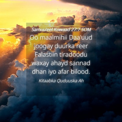 Picture 04 - Samuu'eel Kowaad 27:7 SOM - Oo maalmihii Daa'uud joogay duurka reer Falastiin - Bible Verse Picture
