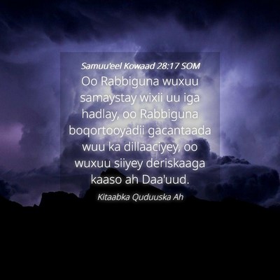 Picture 04 - Samuu'eel Kowaad 28:17 SOM - Oo Rabbiguna wuxuu samaystay wixii uu iga hadlay, - Bible Verse Picture