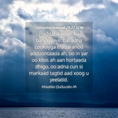 Picture 04 - Samuu'eel Kowaad 28:22 SOM - Haddaba waan ku baryayaaye, bal adna codkayga - Bible Verse Picture