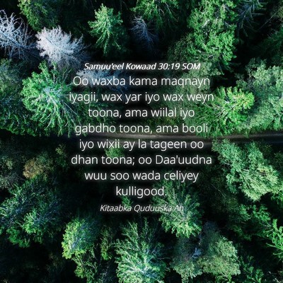 Picture 04 - Samuu'eel Kowaad 30:19 SOM - Oo waxba kama maqnayn iyagii, wax yar iyo wax - Bible Verse Picture