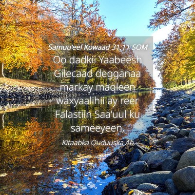 Picture 04 - Samuu'eel Kowaad 31:11 SOM - Oo dadkii Yaabeesh Gilecaad degganaa markay - Bible Verse Picture