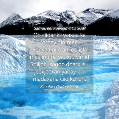 Picture 04 - Samuu'eel Kowaad 4:12 SOM - Oo ciidankii waxaa ka orday nin reer Benyaamiin - Bible Verse Picture