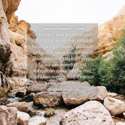 Picture 04 - Samuu'eel Kowaad 6:17 SOM - Oo kuwanu waa kasoobaxyadii dahabka ahaa ee reer - Bible Verse Picture