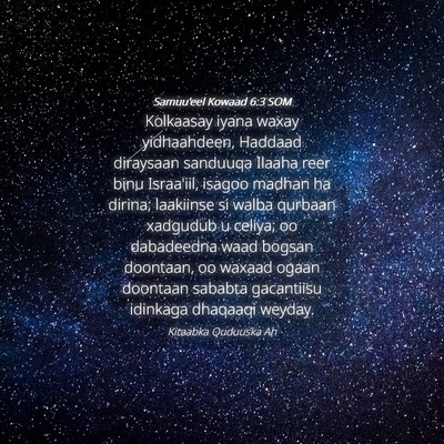 Picture 04 - Samuu'eel Kowaad 6:3 SOM - Kolkaasay iyana waxay yidhaahdeen, Haddaad - Bible Verse Picture