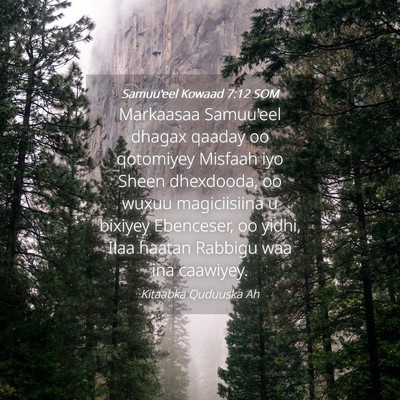 Picture 04 - Samuu'eel Kowaad 7:12 SOM - Markaasaa Samuu'eel dhagax qaaday oo qotomiyey - Bible Verse Picture