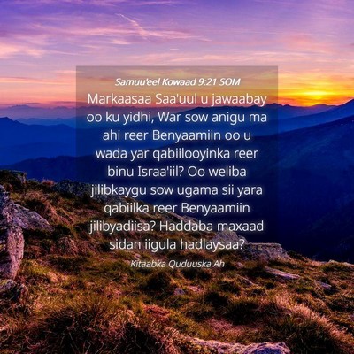 Picture 04 - Samuu'eel Kowaad 9:21 SOM - Markaasaa Saa'uul u jawaabay oo ku yidhi, War sow - Bible Verse Picture