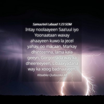 Picture 04 - Samuu'eel Labaad 1:23 SOM - Intay noolaayeen Saa'uul iyo Yoonaataan waxay - Bible Verse Picture