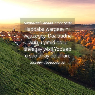 Picture 04 - Samuu'eel Labaad 11:22 SOM - Haddaba wargeeyihii waa tegey, Daa'uudna wuu u - Bible Verse Picture