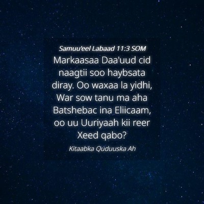Picture 04 - Samuu'eel Labaad 11:3 SOM - Markaasaa Daa'uud cid naagtii soo haybsata diray. - Bible Verse Picture