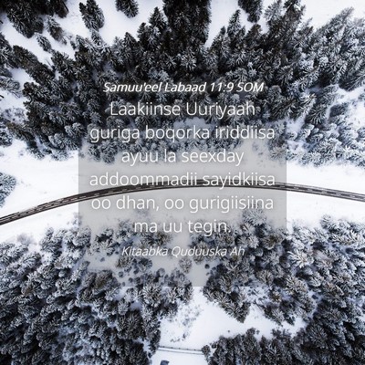 Picture 04 - Samuu'eel Labaad 11:9 SOM - Laakiinse Uuriyaah guriga boqorka iriddiisa ayuu - Bible Verse Picture