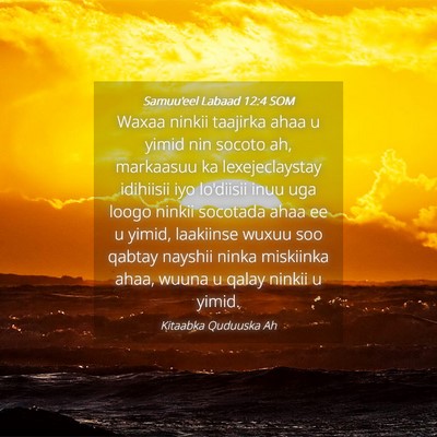 Picture 04 - Samuu'eel Labaad 12:4 SOM - Waxaa ninkii taajirka ahaa u yimid nin socoto ah, - Bible Verse Picture