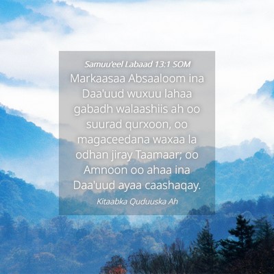 Picture 04 - Samuu'eel Labaad 13:1 SOM - Markaasaa Absaaloom ina Daa'uud wuxuu lahaa - Bible Verse Picture
