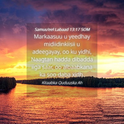 Picture 04 - Samuu'eel Labaad 13:17 SOM - Markaasuu u yeedhay midiidinkiisii u adeegayay, - Bible Verse Picture