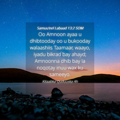 Picture 04 - Samuu'eel Labaad 13:2 SOM - Oo Amnoon ayaa u dhibtooday oo u bukooday - Bible Verse Picture