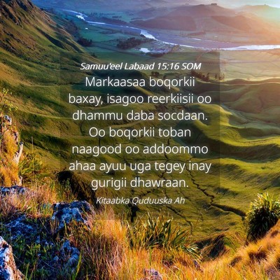 Picture 04 - Samuu'eel Labaad 15:16 SOM - Markaasaa boqorkii baxay, isagoo reerkiisii oo - Bible Verse Picture