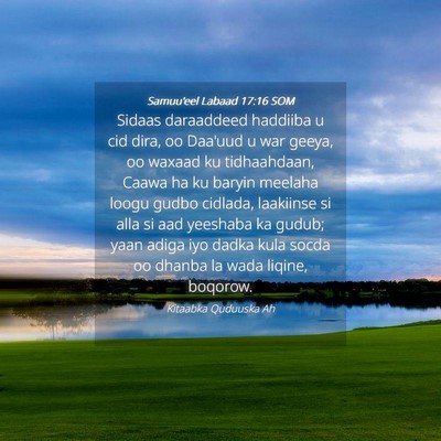 Picture 04 - Samuu'eel Labaad 17:16 SOM - Sidaas daraaddeed haddiiba u cid dira, oo Daa'uud - Bible Verse Picture