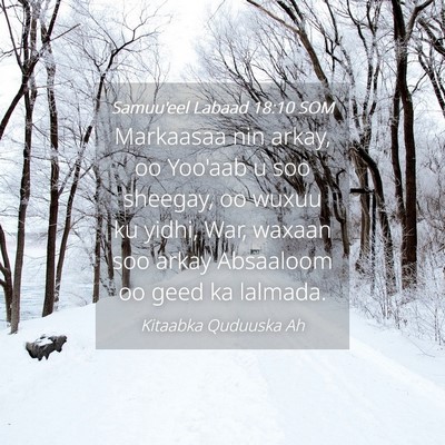 Picture 04 - Samuu'eel Labaad 18:10 SOM - Markaasaa nin arkay, oo Yoo'aab u soo sheegay, oo - Bible Verse Picture