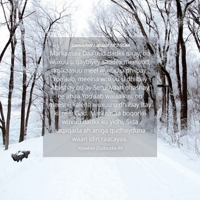 Picture 04 - Samuu'eel Labaad 18:2 SOM - Markaasaa Daa'uud dadkii diray, oo wuxuu u - Bible Verse Picture