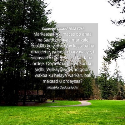 Picture 04 - Samuu'eel Labaad 18:22 SOM - Markaasaa Axiimacas oo ahaa ina Saadooq ayaa mar - Bible Verse Picture