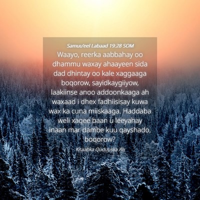 Picture 04 - Samuu'eel Labaad 19:28 SOM - Waayo, reerka aabbahay oo dhammu waxay ahaayeen - Bible Verse Picture