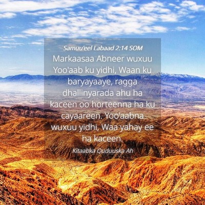 Picture 04 - Samuu'eel Labaad 2:14 SOM - Markaasaa Abneer wuxuu Yoo'aab ku yidhi, Waan ku - Bible Verse Picture