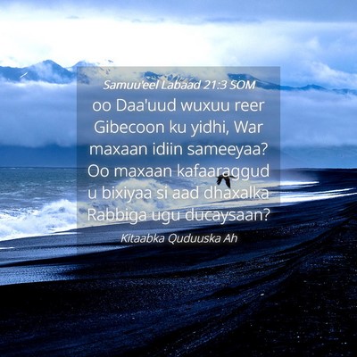 Picture 04 - Samuu'eel Labaad 21:3 SOM - oo Daa'uud wuxuu reer Gibecoon ku yidhi, War - Bible Verse Picture