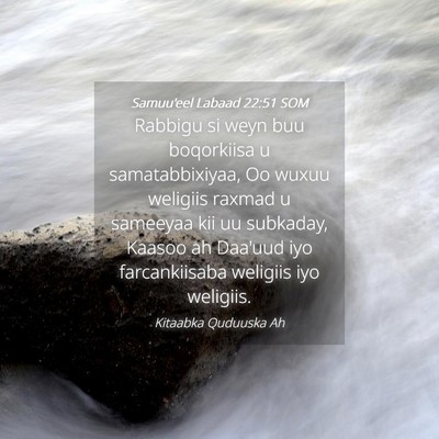 Picture 04 - Samuu'eel Labaad 22:51 SOM - Rabbigu si weyn buu boqorkiisa u samatabbixiyaa, - Bible Verse Picture