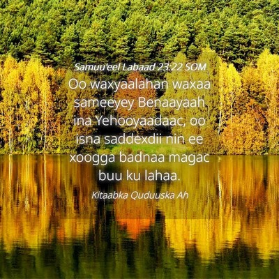 Picture 04 - Samuu'eel Labaad 23:22 SOM - Oo waxyaalahan waxaa sameeyey Benaayaah ina - Bible Verse Picture