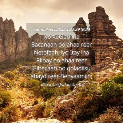 Picture 04 - Samuu'eel Labaad 23:29 SOM - iyo Xeeleb ina Bacanaah oo ahaa reer Netofaah, - Bible Verse Picture