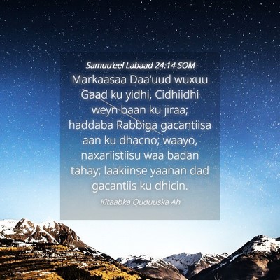 Picture 04 - Samuu'eel Labaad 24:14 SOM - Markaasaa Daa'uud wuxuu Gaad ku yidhi, Cidhiidhi - Bible Verse Picture