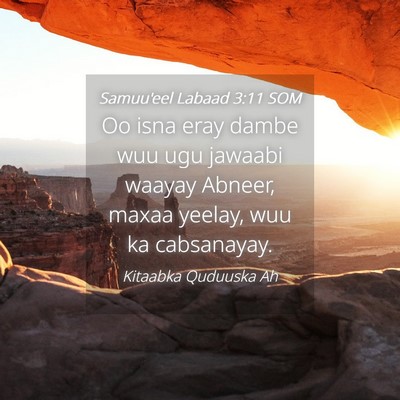 Picture 04 - Samuu'eel Labaad 3:11 SOM - Oo isna eray dambe wuu ugu jawaabi waayay Abneer, - Bible Verse Picture