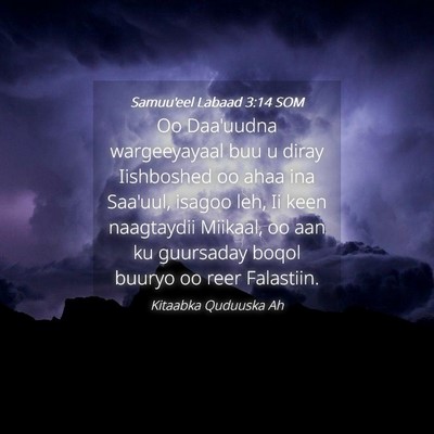 Picture 04 - Samuu'eel Labaad 3:14 SOM - Oo Daa'uudna wargeeyayaal buu u diray Iishboshed - Bible Verse Picture