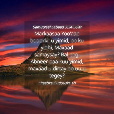 Picture 04 - Samuu'eel Labaad 3:24 SOM - Markaasaa Yoo'aab boqorkii u yimid, oo ku yidhi, - Bible Verse Picture