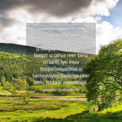 Picture 04 - Samuu'eel Labaad 5:12 SOM - Oo Daa'uudna wuxuu ogaaday in Rabbigu isaga u - Bible Verse Picture