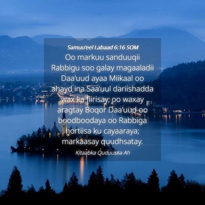 Picture 04 - Samuu'eel Labaad 6:16 SOM - Oo markuu sanduuqii Rabbigu soo galay magaaladii - Bible Verse Picture