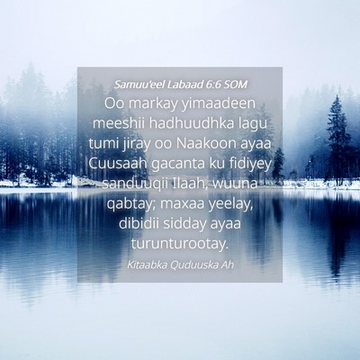 Picture 04 - Samuu'eel Labaad 6:6 SOM - Oo markay yimaadeen meeshii hadhuudhka lagu tumi - Bible Verse Picture