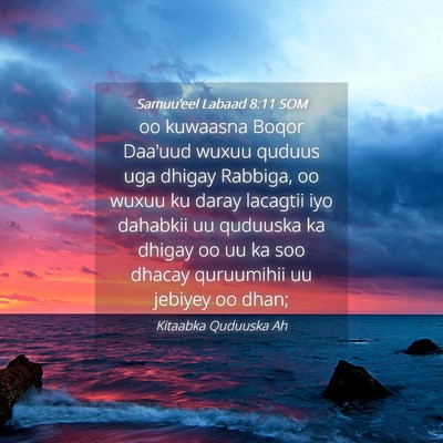 Picture 04 - Samuu'eel Labaad 8:11 SOM - oo kuwaasna Boqor Daa'uud wuxuu quduus uga dhigay - Bible Verse Picture