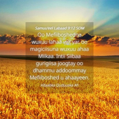 Picture 04 - Samuu'eel Labaad 9:12 SOM - Oo Mefiiboshedna wuxuu lahaa wiil yar, oo - Bible Verse Picture