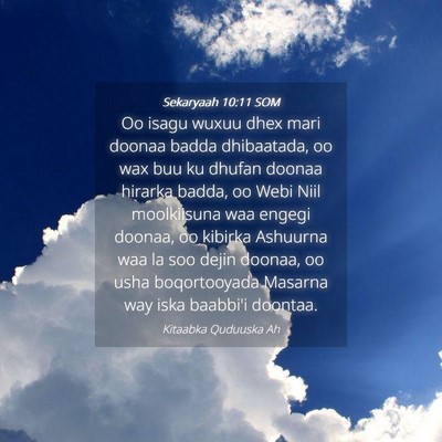 Picture 04 - Sekaryaah 10:11 SOM - Oo isagu wuxuu dhex mari doonaa badda dhibaatada, - Bible Verse Picture