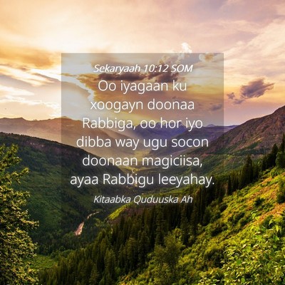 Picture 04 - Sekaryaah 10:12 SOM - Oo iyagaan ku xoogayn doonaa Rabbiga, oo hor iyo - Bible Verse Picture