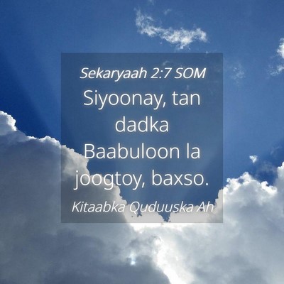 Picture 04 - Sekaryaah 2:7 SOM - Siyoonay, tan dadka Baabuloon la joogtoy, - Bible Verse Picture