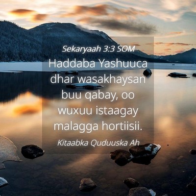 Picture 04 - Sekaryaah 3:3 SOM - Haddaba Yashuuca dhar wasakhaysan buu qabay, oo - Bible Verse Picture