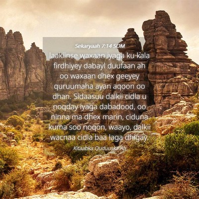 Picture 04 - Sekaryaah 7:14 SOM - laakiinse waxaan iyaga ku kala firdhiyey dabayl - Bible Verse Picture