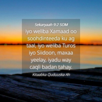 Picture 04 - Sekaryaah 9:2 SOM - iyo weliba Xamaad oo soohdinteeda ku ag taal, iyo - Bible Verse Picture