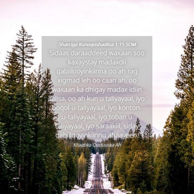 Picture 04 - Sharciga Kunoqoshadiisa 1:15 SOM - Sidaas daraaddeed waxaan soo kaxaystay madaxdii - Bible Verse Picture