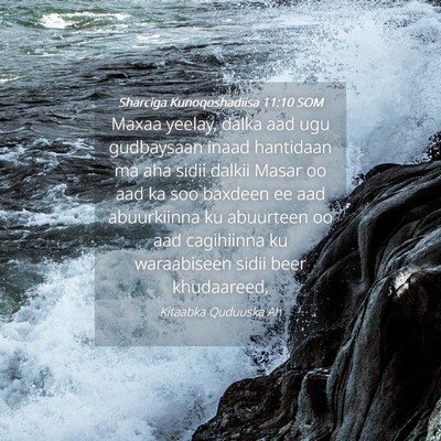 Picture 04 - Sharciga Kunoqoshadiisa 11:10 SOM - Maxaa yeelay, dalka aad ugu gudbaysaan inaad - Bible Verse Picture