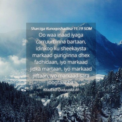 Picture 04 - Sharciga Kunoqoshadiisa 11:19 SOM - Oo waa inaad iyaga carruurtiinna bartaan, idinkoo - Bible Verse Picture